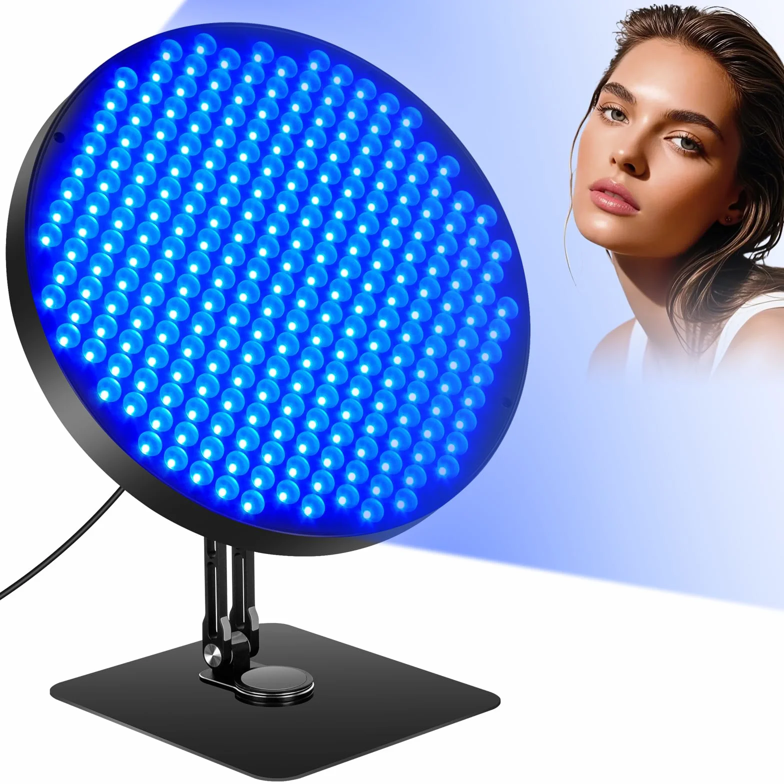 Lampe de Bronzage 50W Solarium Facial 250 LEDs UV Visage Corps avec Minuterie Noir