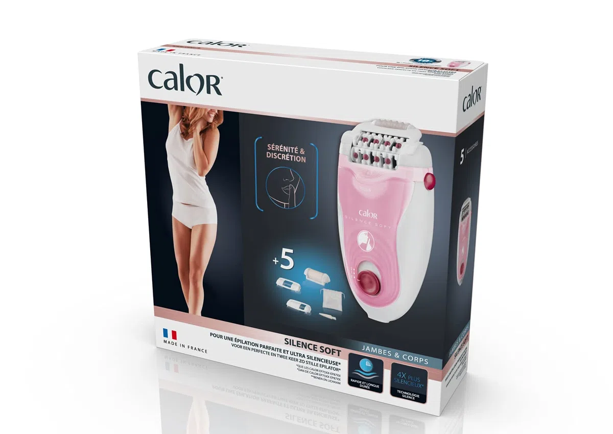 Calor Silence Soft Epilateur 24 pinces précision Ultra silencieux Technologie microcontact 3 accessoires Fabriqué en France EP5620C0