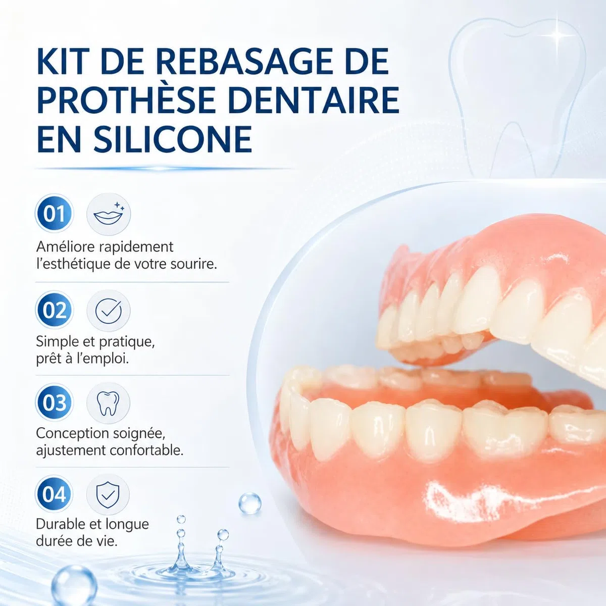 Bikenda Prothèse Dentaire Silicone Souple Confortable Pour Hommes Et Femmes (1 Pièce)