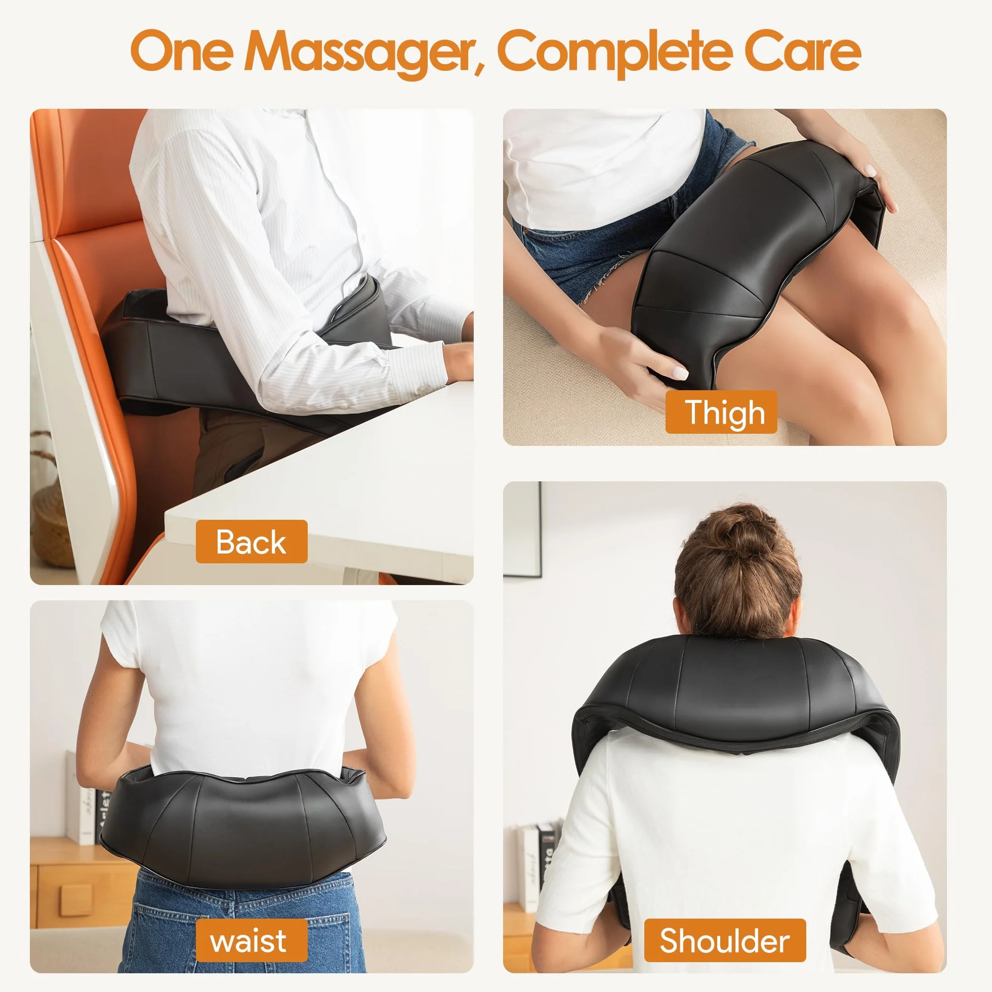 Brelley Masseur Dos et Cervicales Thermique 3D, Cuir Pu, Cadeaux Hommes Femmes