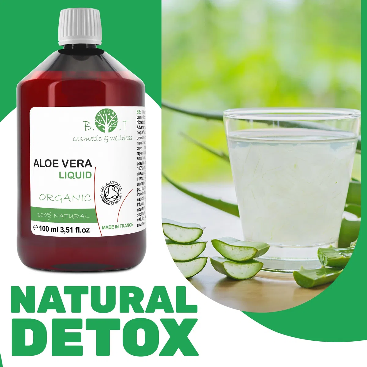 B.O.T cosmetic & wellness - Concentré d'Aloe Vera Bio Frais | 100% Naturel et Pur | Pressé à Froid | Soins et Hydratation de la Peau et Cheveux | Idéal pour Cosmétiques Maison, Taille: 5L