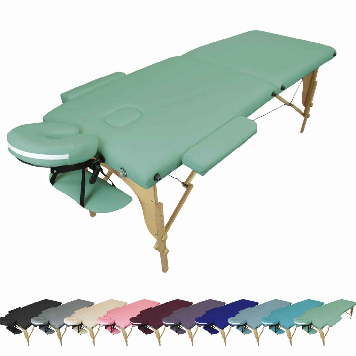 Vivezen - Table de Massage Pliante 2 Zones en Bois avec Panneau Reiki + Accessoires et Housse de Transport - Plusieurs Coloris