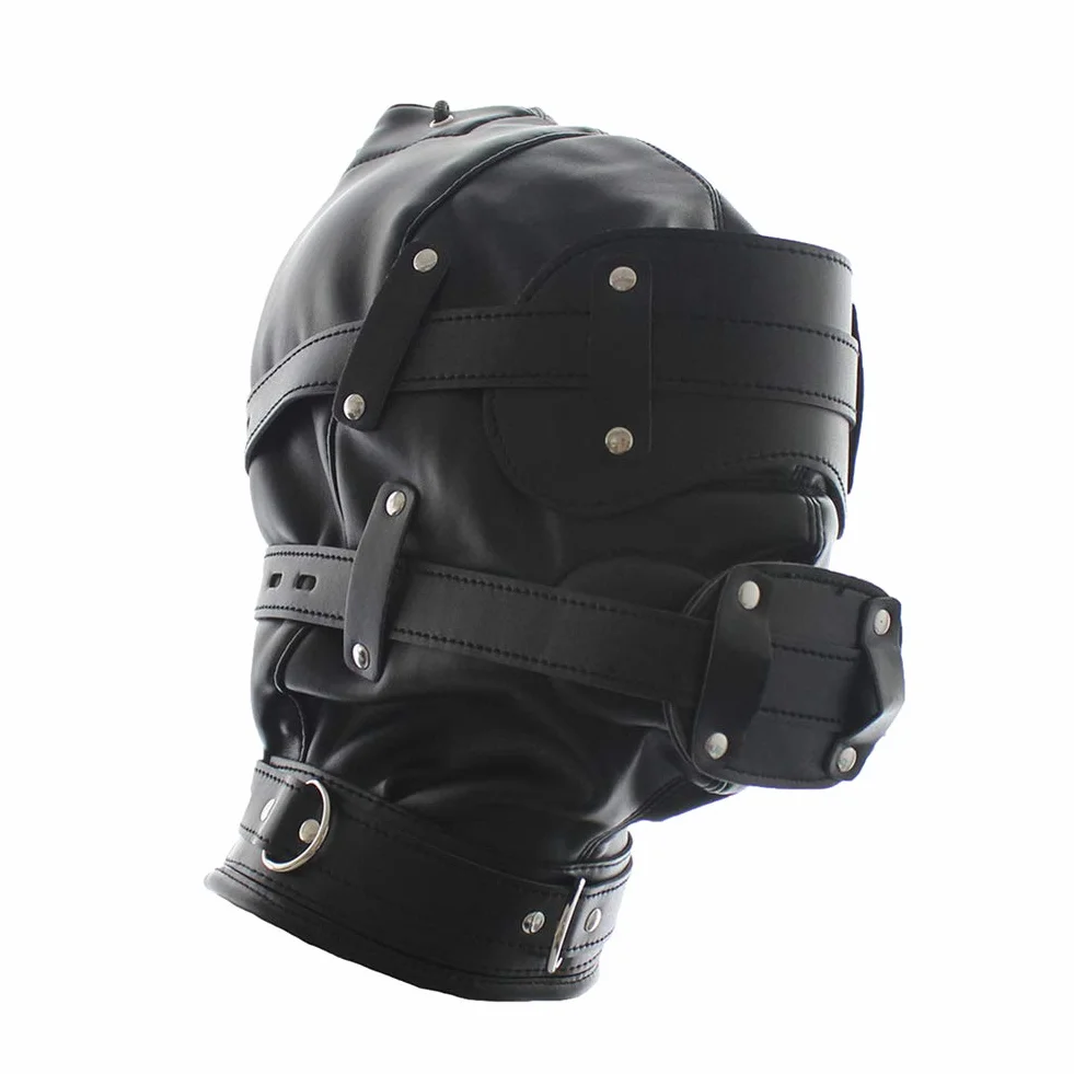 Roluck Masque de bondage avec gode bouche bâillon 3 serrure masque de tête SM réglable pour couple fétiche jouet sexuel (L)