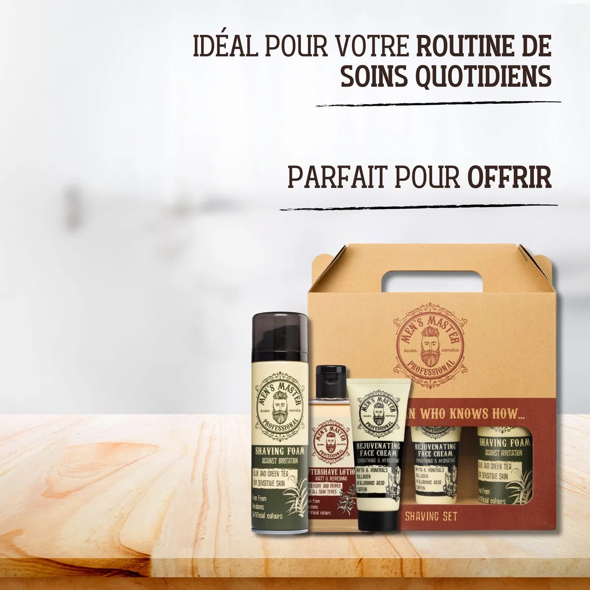 Ensemble-Cadeau de Rasage 3 Pièces pour Homme | Mousse à Raser Hydratante | Lotion Après Rasage | Crème Anti-rides