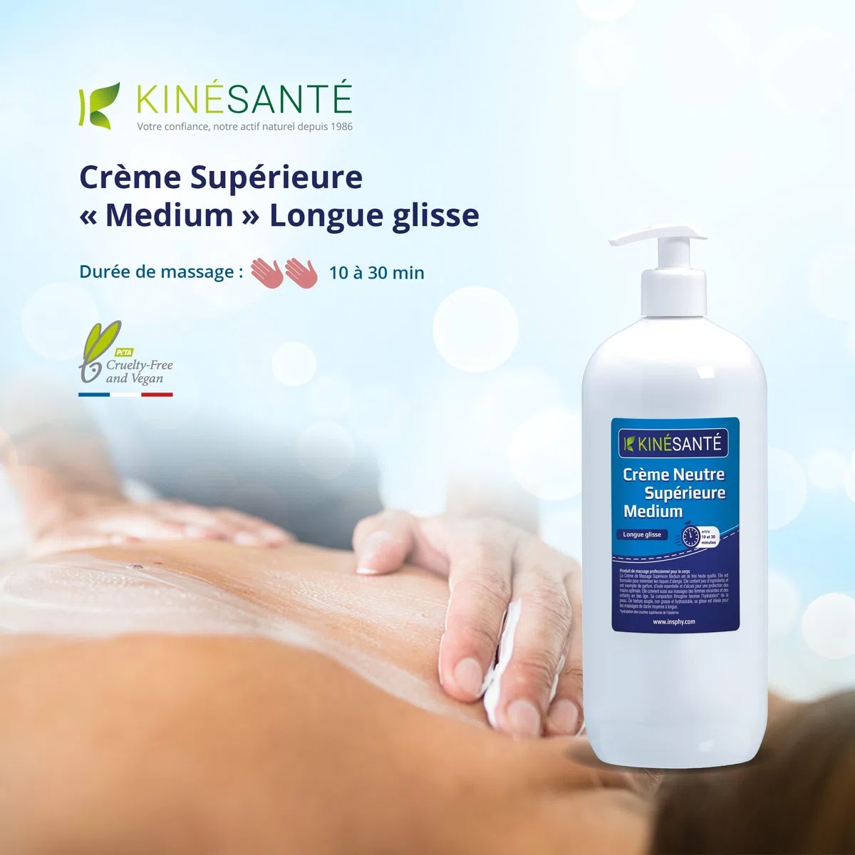 Crème de massage Supérieure Neutre Medium longue glisse 1000 ml