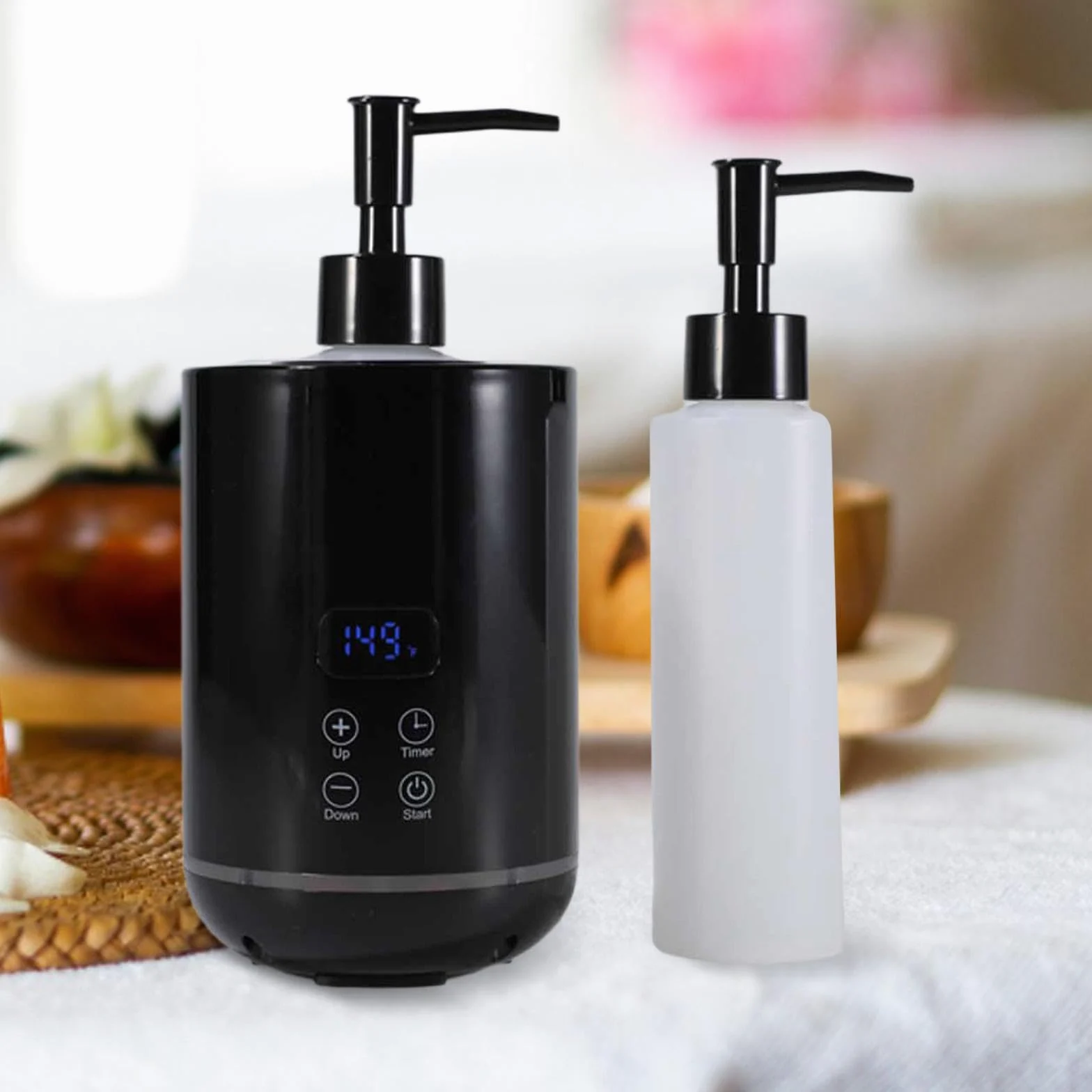 3 Pièces Chauffe-Huile de Massage, Appareil de Chauffage Portable, Chauffe-Bouteille et Chauffe-Lotion en Matériau PP, Affichage LED Tactile, Approprié pour Salon, Voyage, Noir