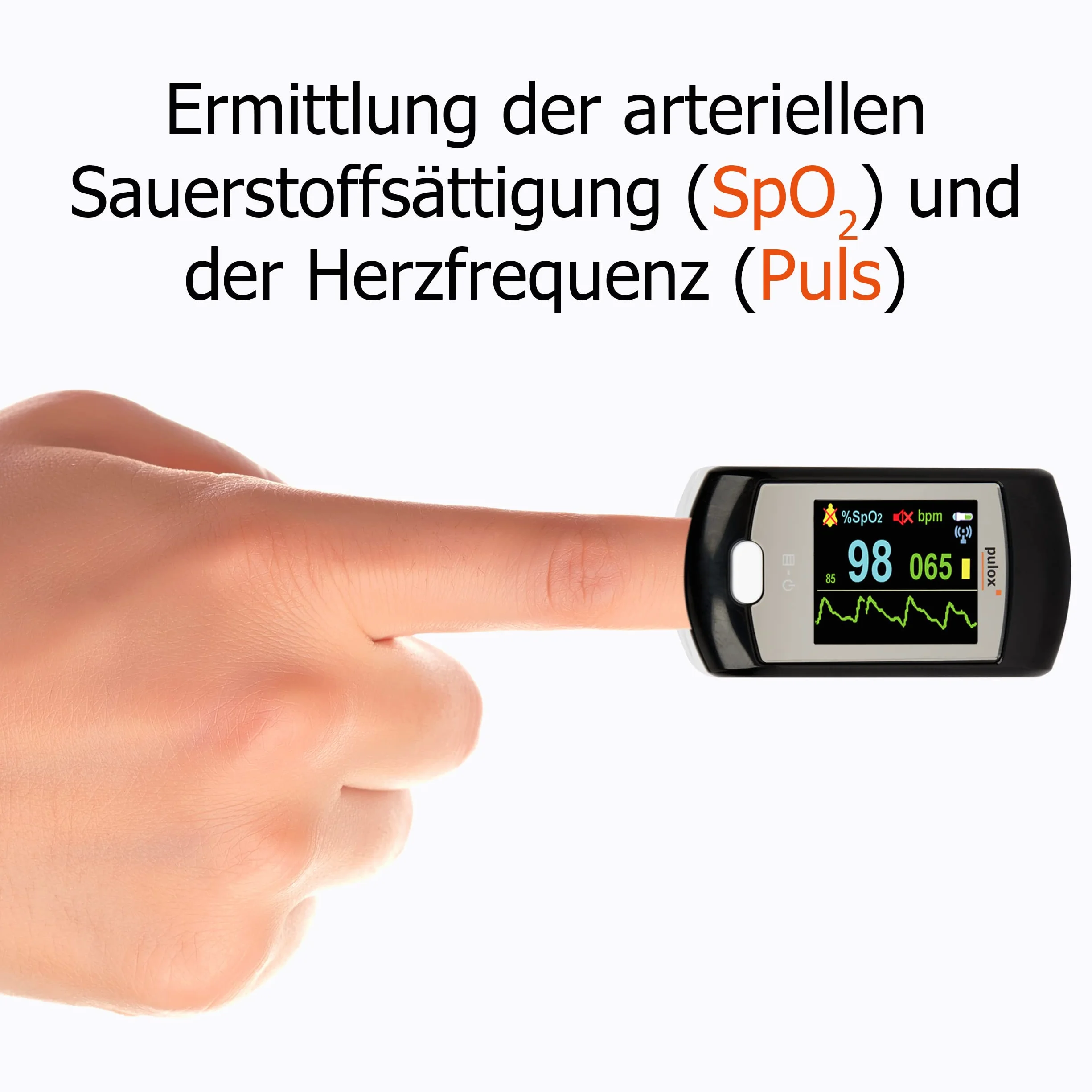 Oxymètre de pouls PULOX PO-300 Écran couleur LCD Alarme Batterie Li-ion Noir