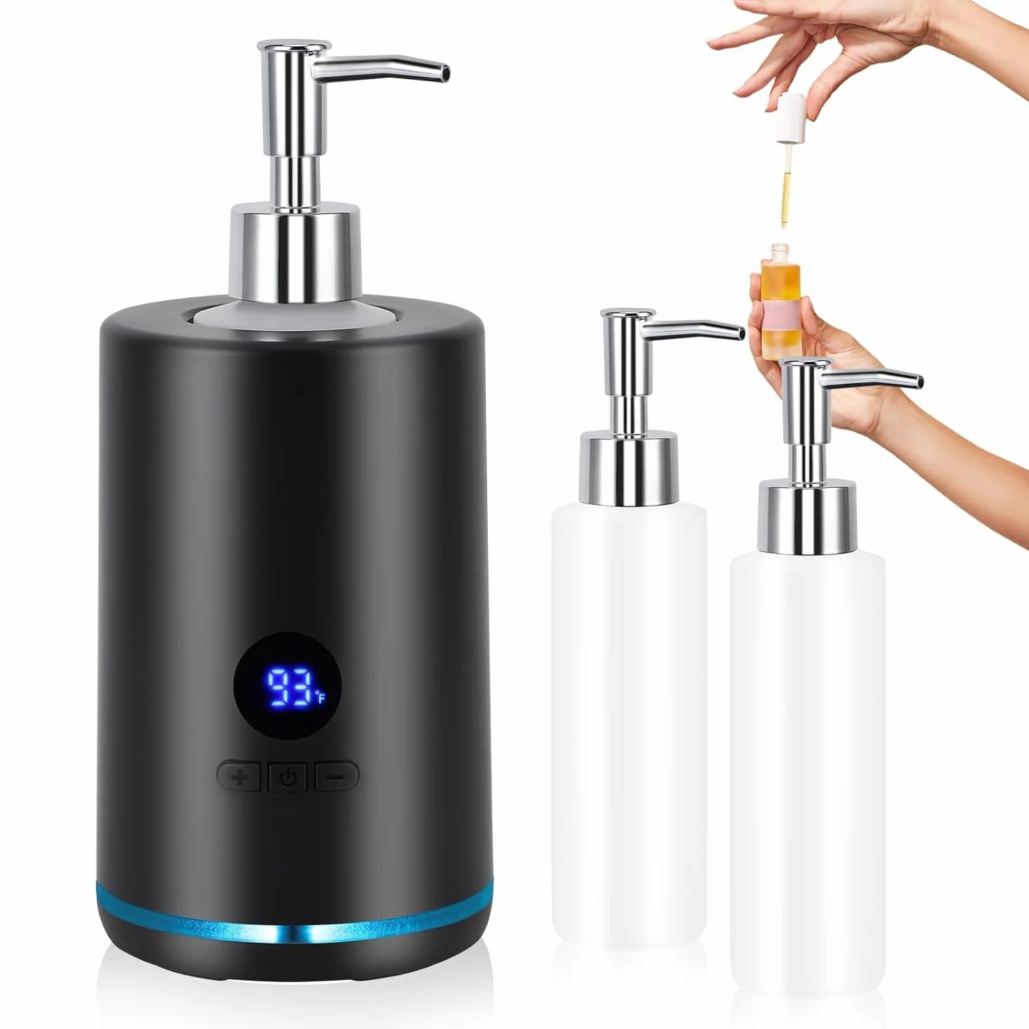 Chauffe Huile De Massage, 250 Ml électrique Chauffe Huile Pour Massage Avec 2 Bouteilles, Réchauffeur D'huile De Massage Température Réglable Chauffe Huile Pour Spa Salon Et Usage Domestique (Noir)