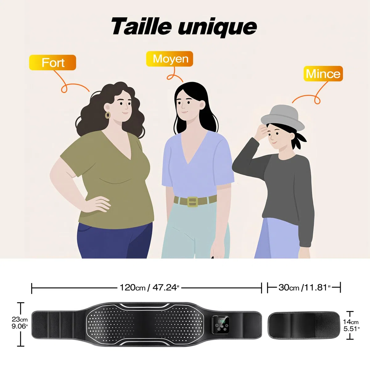 Ceinture Chauffante et Massante Lombaire Sans Fil – Coussin Chauffant 3 Modes Airbag 4 Niveaux Température Soulager Douleurs Lombaires Sciatique Stress