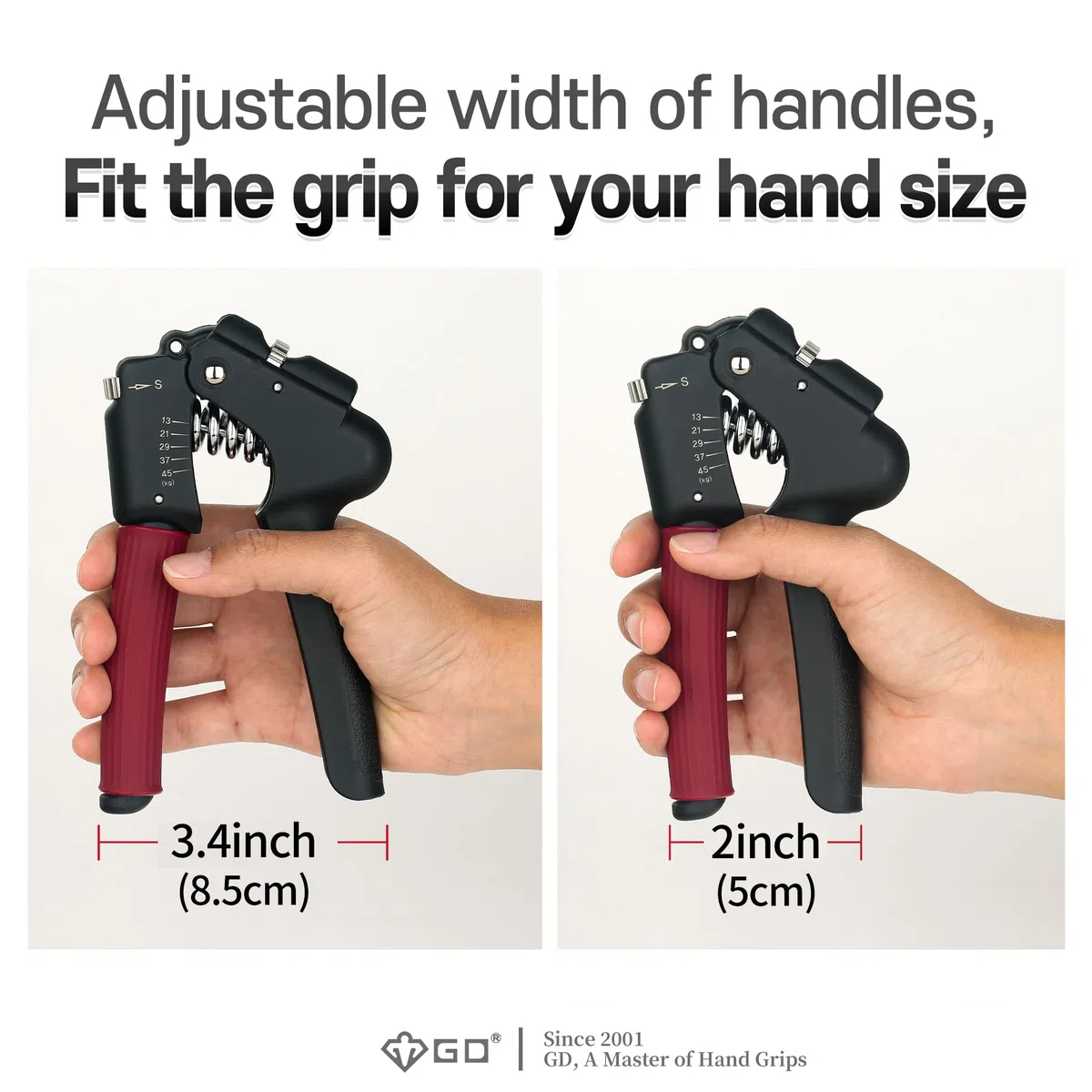 GD Hand Grip Exerciser Strengthener - Premium Adjustable Hand Gripper for Wrist and Forearm Strength Trainer