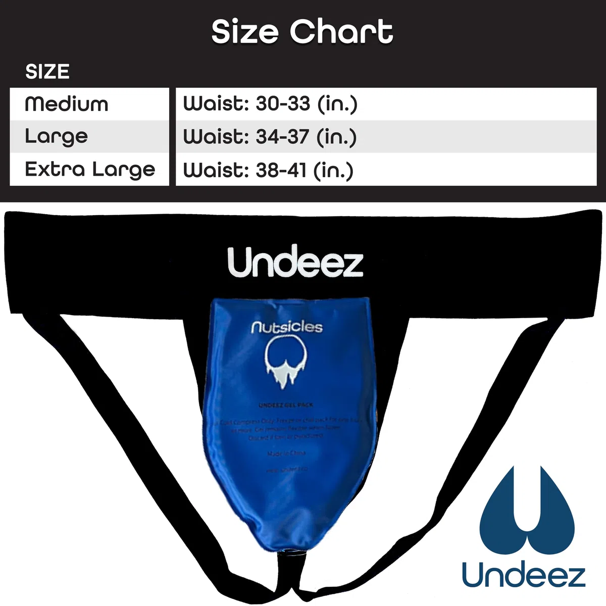 Undeez Sous-vêtement pour vasectomie avec 2 blocs de glace sur mesure et une sangle confortable pour le soutien testiculaire et le soulagement de la douleur