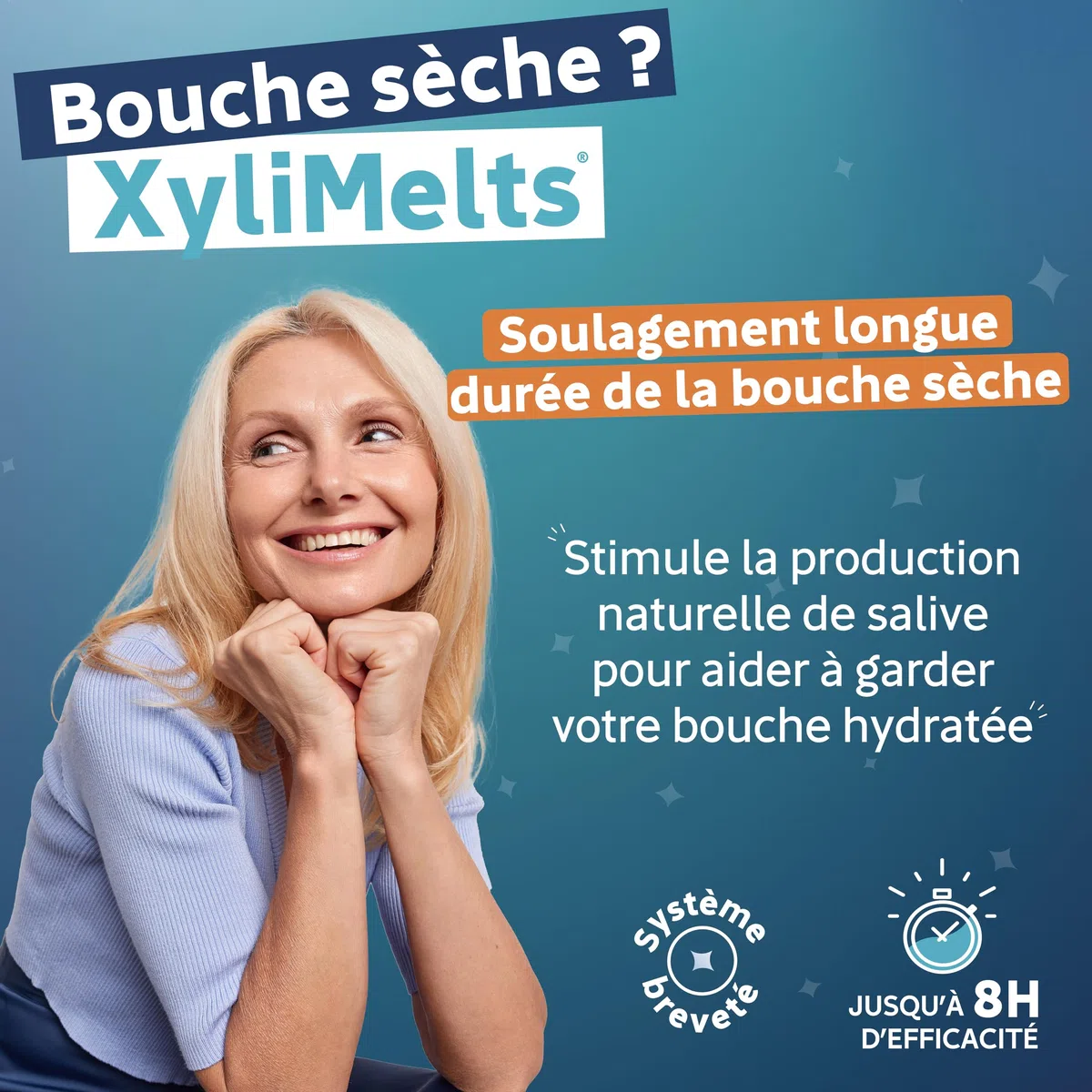XYLIMELTS Bouche Sèche Maxi Format 240 Pastilles Adhérentes Menthe Douce| Soulage la Sécheresse Buccale Jour & Nuit| Action Jusqu’à 8h| Sans Sucre, au Xylitol| Discret & Naturel| Testé Cliniquement