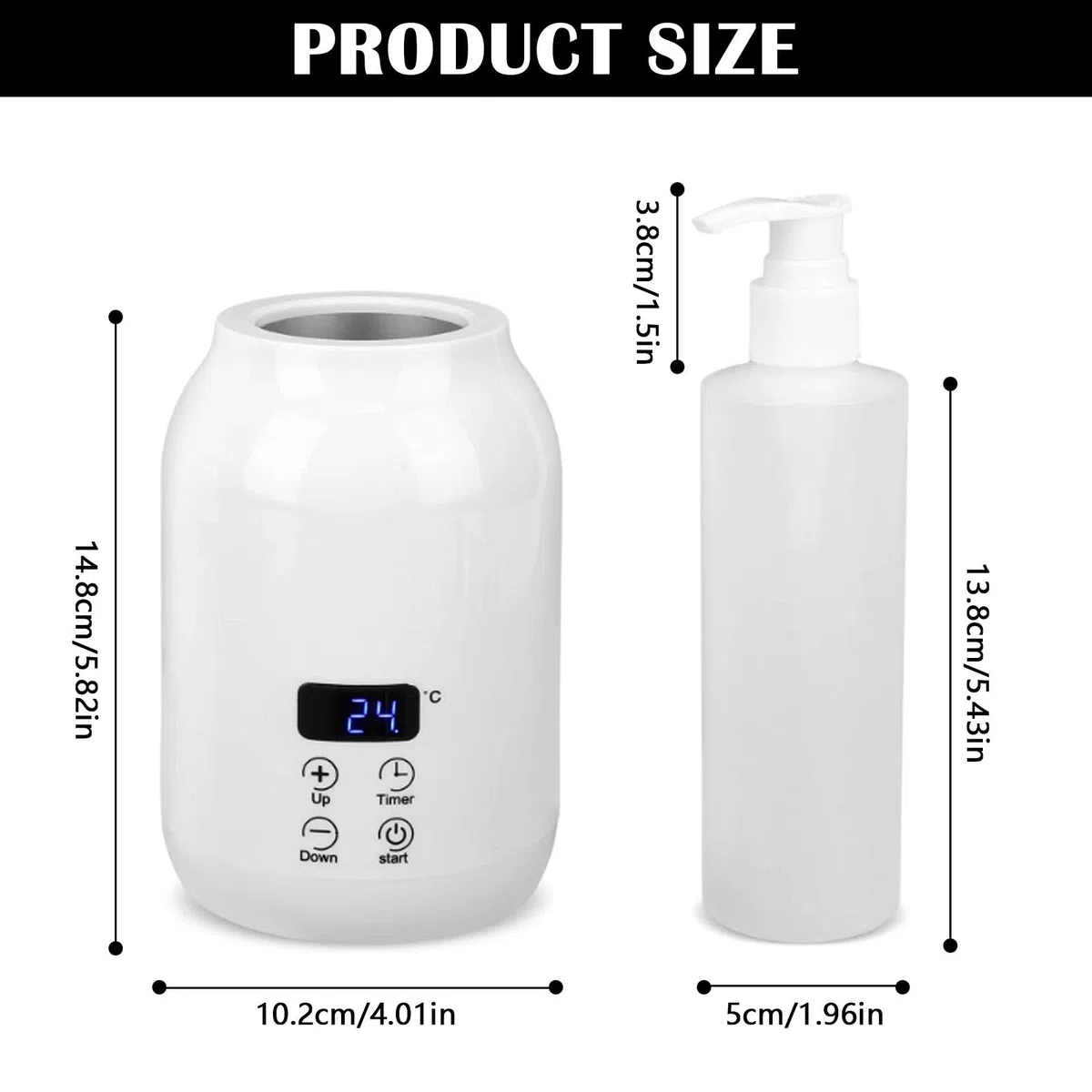 Chauffe-huile de massage, température réglable de 30 à 65 degrés avec 2 bouteilles intérieures en plastique pour huiles essentielles massage du dos