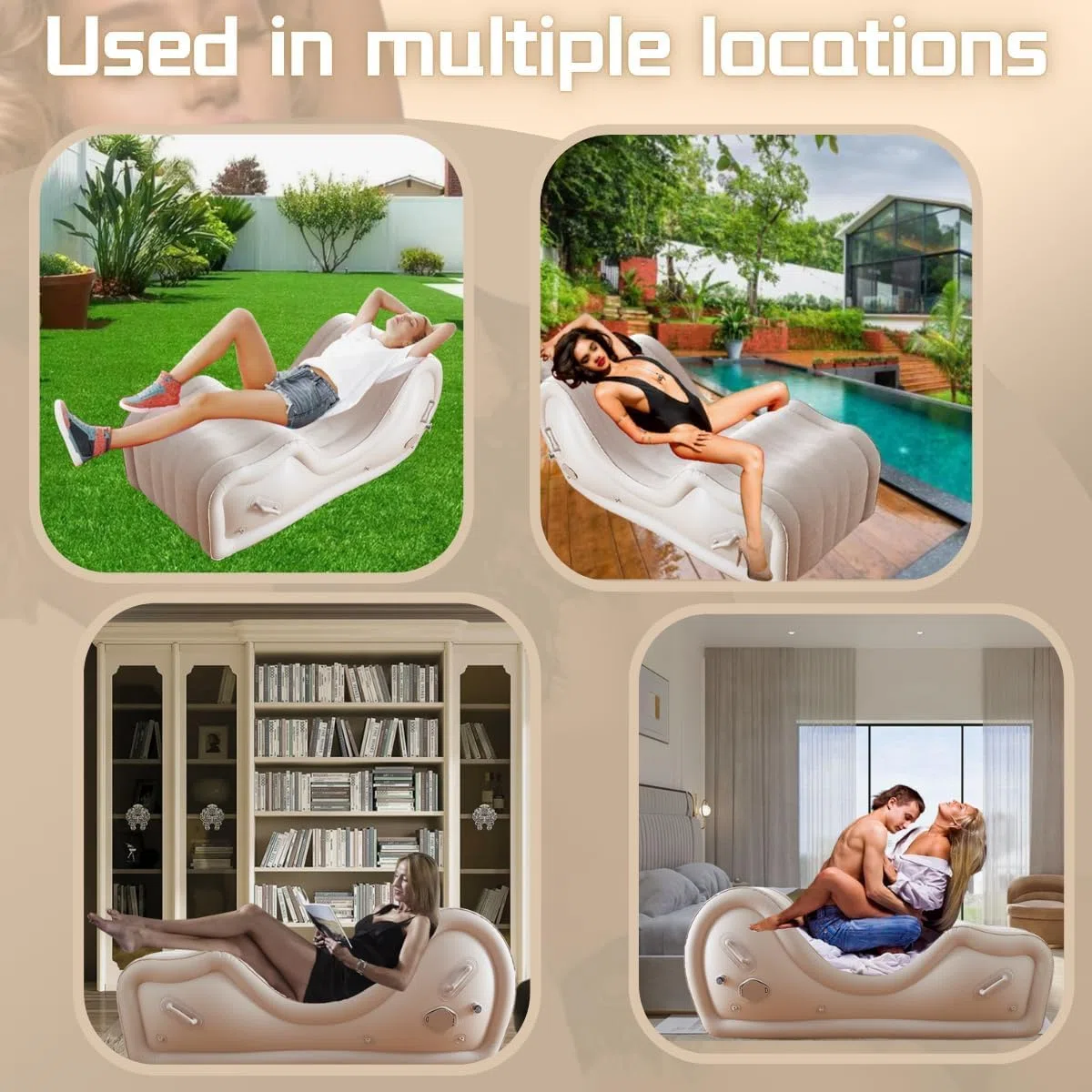 Canapé Gonflable Automatique avec Pompe Intégrée pour Couple – Meuble Érotique avec Support G-Spot