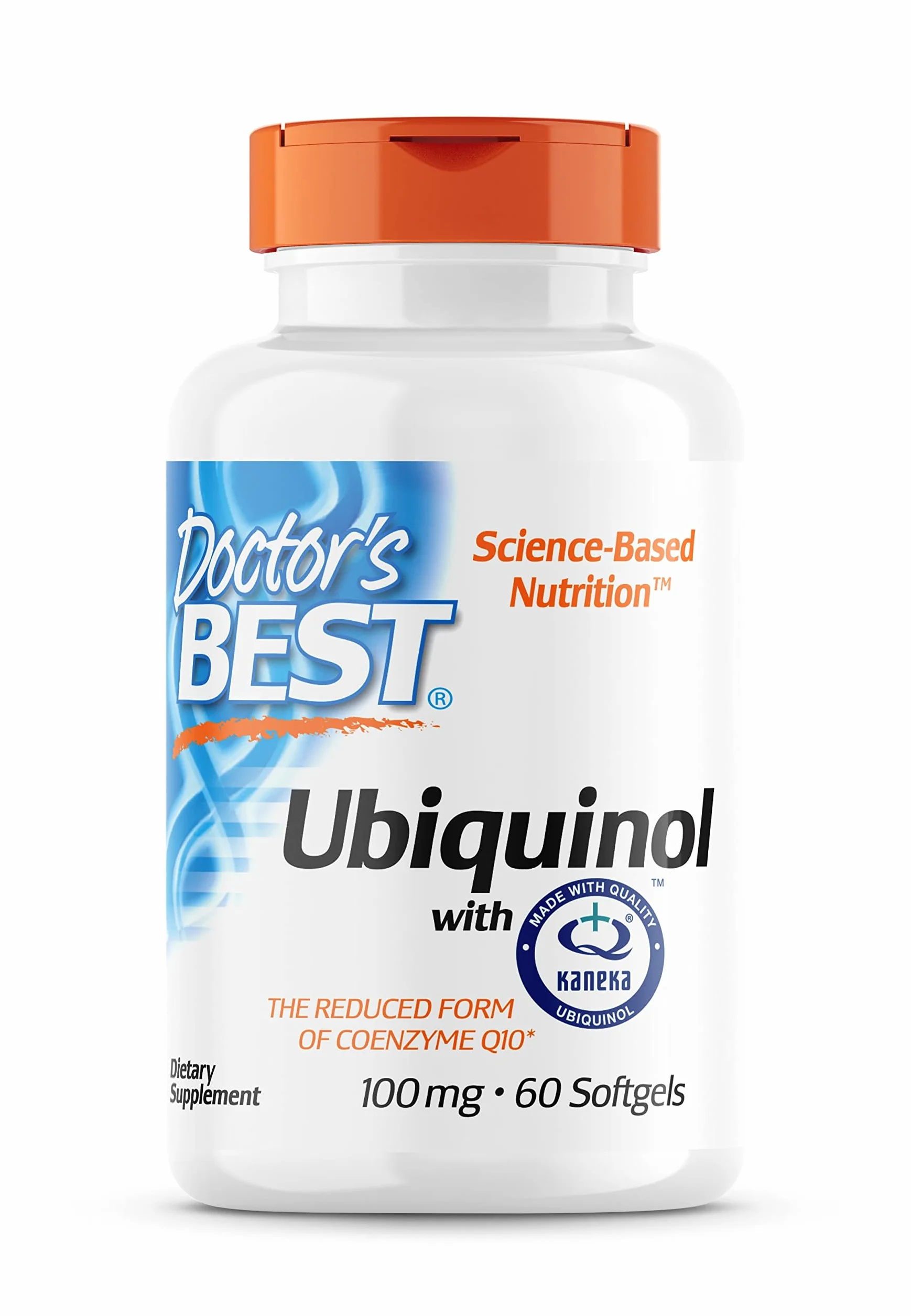 Doctor's Best, Ubiquinol avec Kaneka, Coenzyme Q10, 100 mg, 60 Capsules molles, Hautement Dosé, Sans Soja, Sans Gluten, Sans OGM, Végétal