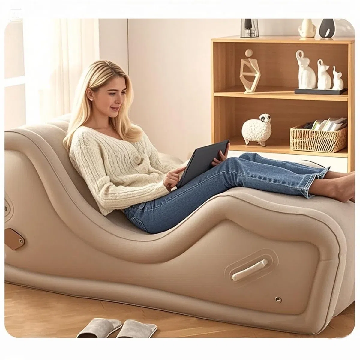 Canapé Gonflable Sexuel avec Pompe Électrique Automatique Mobilier BDSM Bondage pour Couples