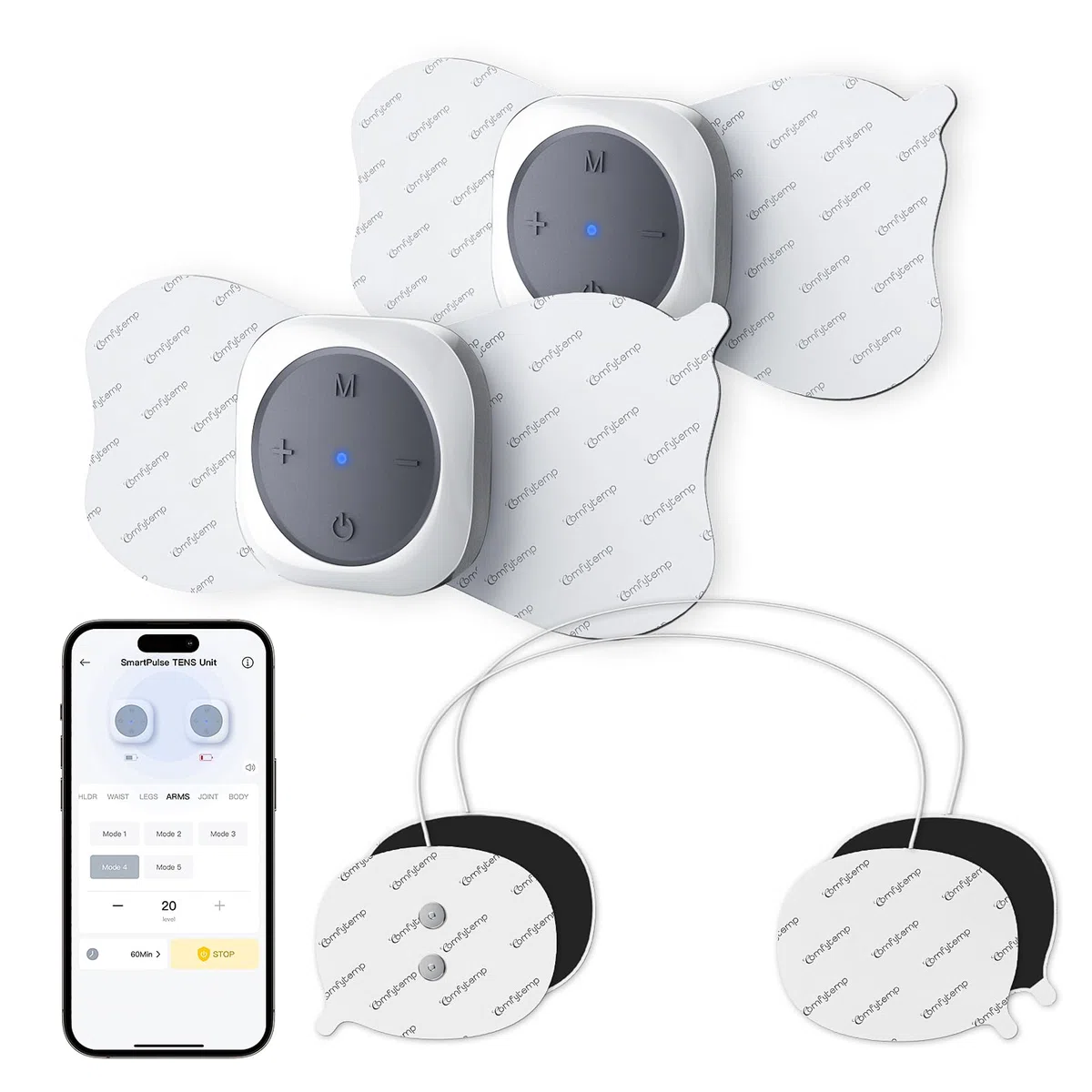 Comfytemp Appareil TENS Sans Fil, 30 Modes, Rechargeable Portable avec Contrôle APP