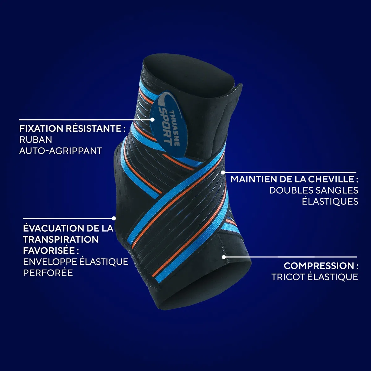 Thuasne Sport Chevillère Strapping Ligamentaire Maintien Homogène Entorse Légère Cheville Instable Indice 3/3 Taille M