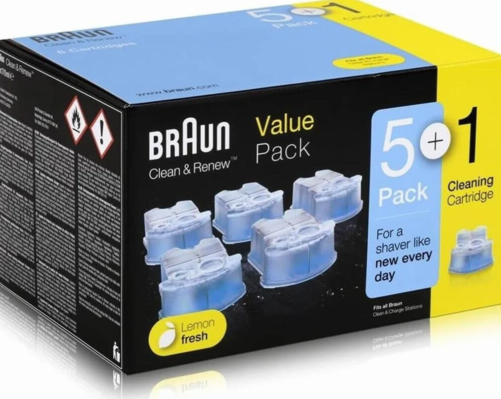 Braun Clean And Renew Recharge De Cartouches Pour Rasoir Électrique, Pack De 5+1, Compatibles Avec Tous Les Braun SmartCare Et Clean&Charge Centers