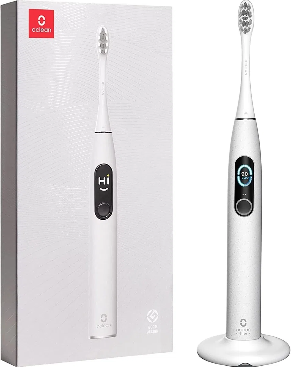 Oclean X Pro Elite Brosse à Dents Électrique, Écran Tactile Intelligent Silencieux 45db, 4 Modes & 32 Niv d'intensité, 35 Jours d'autonomie, Minuteur et APP, IPX7, Gris Cadeau Noël
