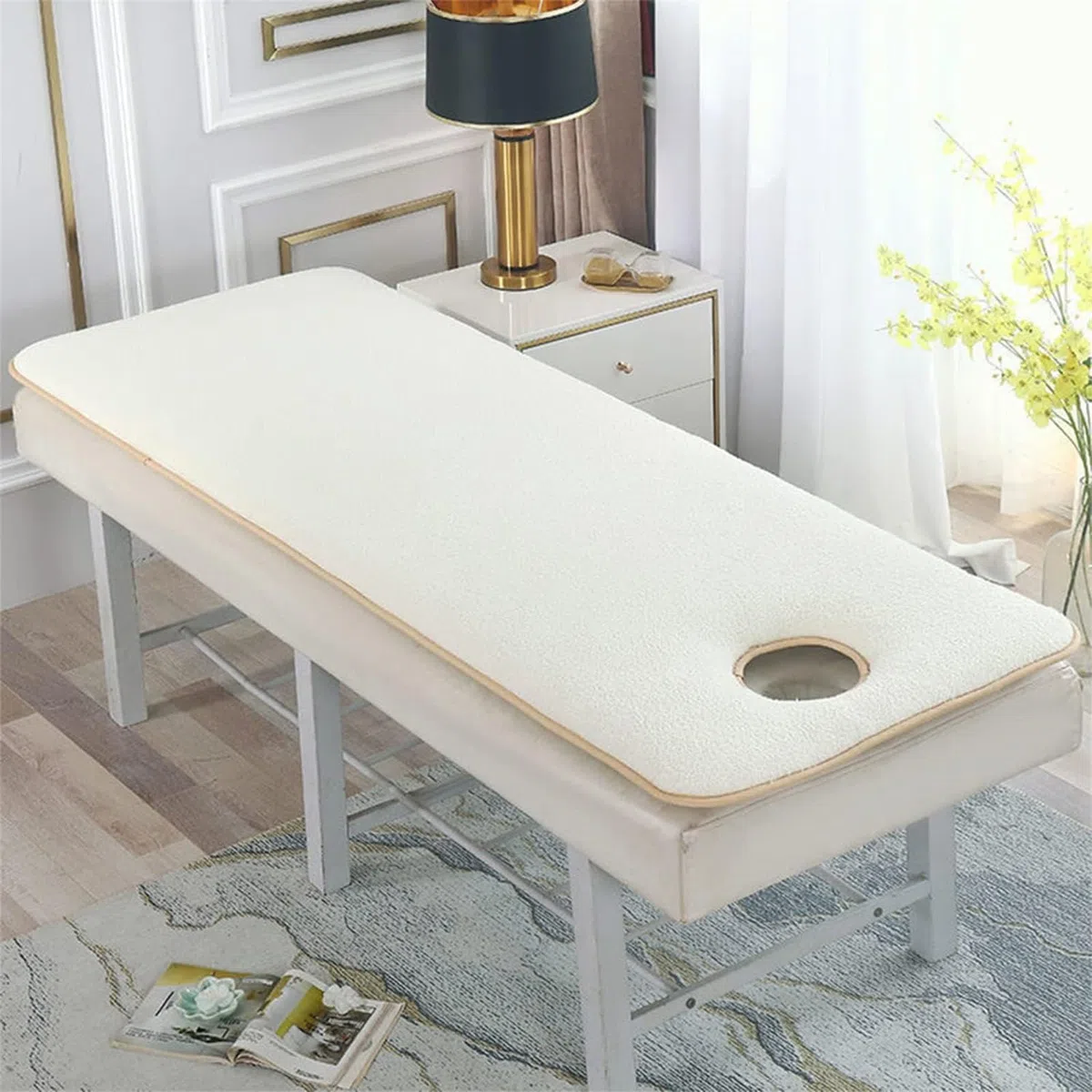 Surmatelas En Peluche Pour Table De Massage Lash Bed Topper Protège-Matelas Rembourrage De Lit Spa Avec Bandes Élastiques Couvre Matelas En Mousse À Mémoire Forme Pour Lit De Salon Beauté,01,60*180cm