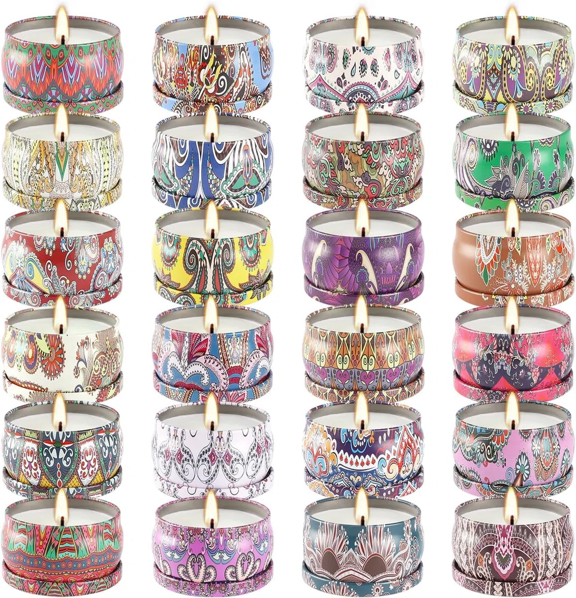 LIVEN Lot de 24 bougies parfumées en cire de soja - Bougies d'aromathérapie pour la maison - Bougies parfumées de 70,9 g pour maman pour Noël, anniversaire, Thanksgiving, fête des mères
