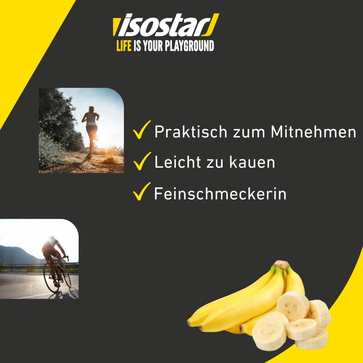 Isostar Barres Sport energy Banane - Lot de 30 Barres Nutritives energétiques - 30 x 40 g