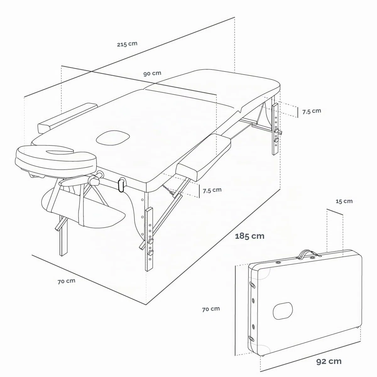 Vivezen - Table de Massage Pliante 2 Zones en Bois avec Panneau Reiki + Accessoires et Housse de Transport - Plusieurs Coloris