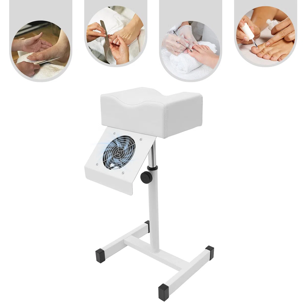 Tabouret de Pédicure Réglable en Hauteur 48-68cm, Base en H Aspirante avec Coussin pour L'utilisation Commerciale dans Les Salons et Les Spas