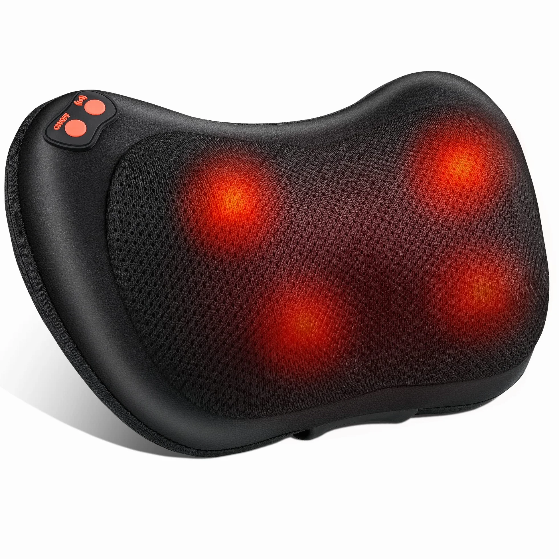 Coussin Massage Shiatsu chauffrant avec 4 Nœuds et 3 Vitesses, Appareil de Massage pour Cou, Pieds, Cervical