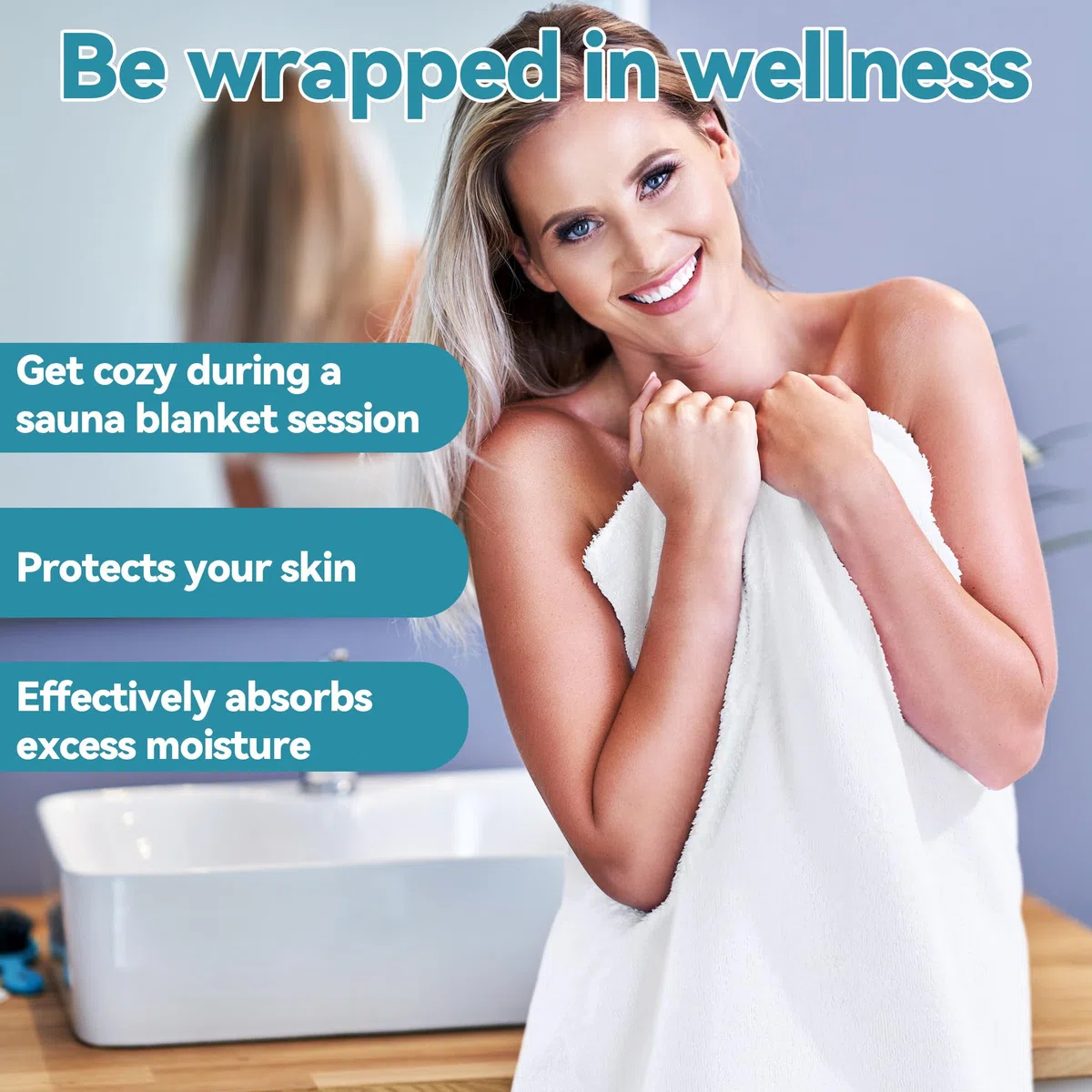 BALAPET Lot de 2 Serviettes de Sauna 100% Coton Douces et absorbantes pour couvertures de Sauna infrarouges, réutilisables et lavables en Machine (Blanc)