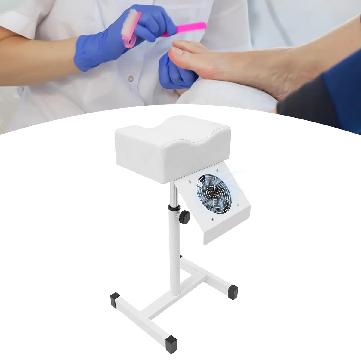 Tabouret de Pédicure Réglable en Hauteur 48-68cm, Base en H Aspirante avec Coussin pour L'utilisation Commerciale dans Les Salons et Les Spas