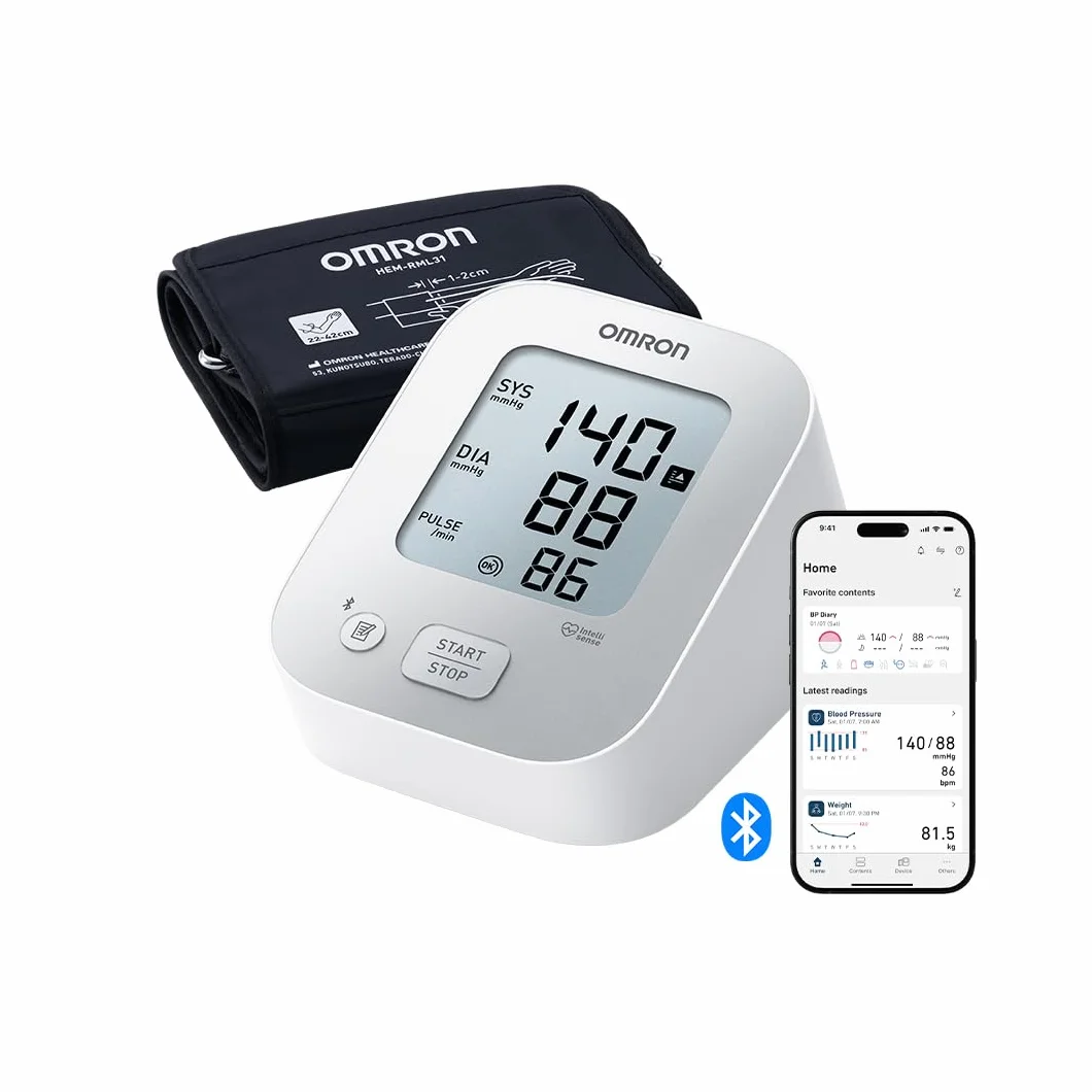 OMRON X2+ Connect Appareil tension artérielle bras – Connexion Bluetooth – Tensiomètre bras validé cliniquement – Tensiomètre avec détection de pulsation cardiaque irrégulière et hypertension