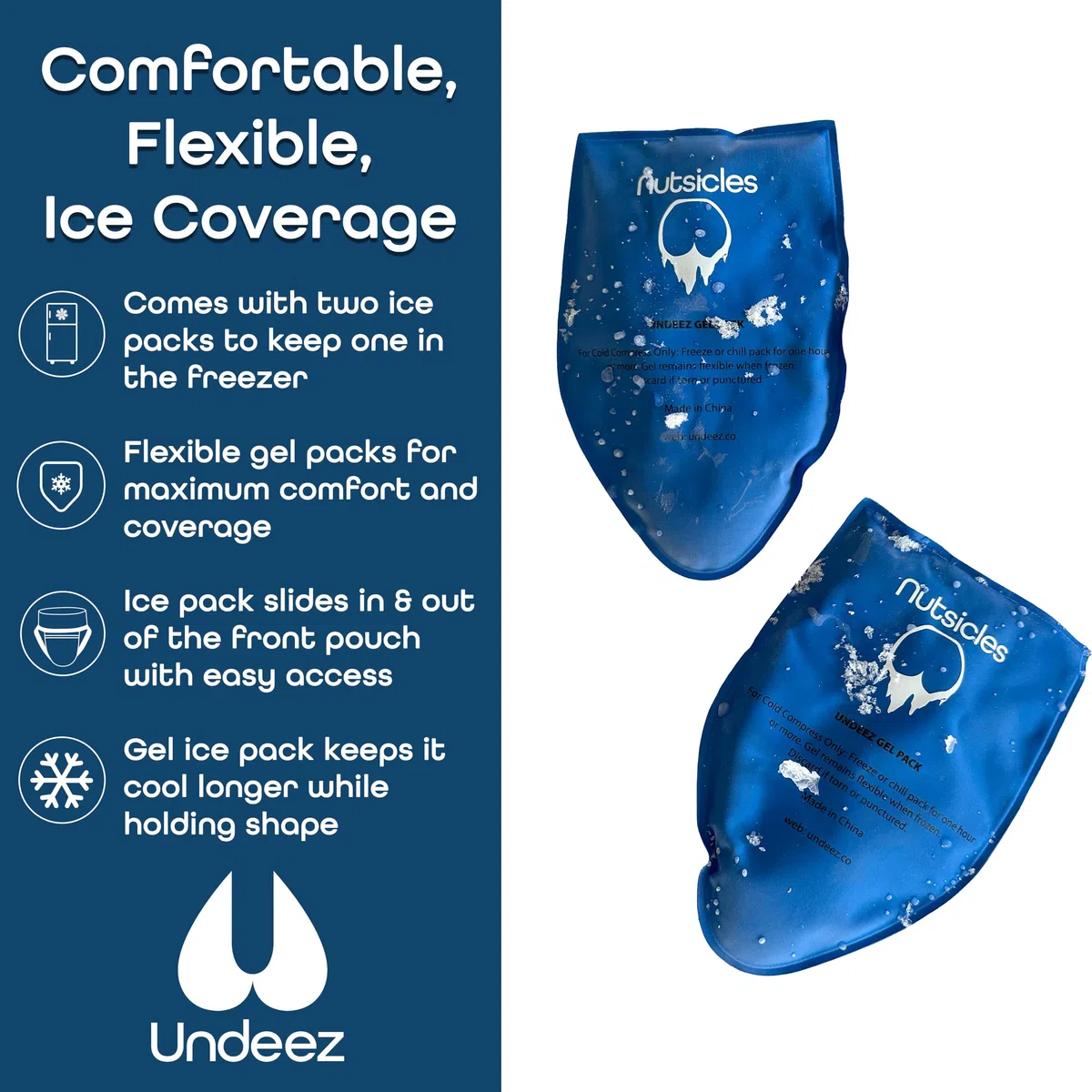 Undeez Sous-vêtement pour vasectomie avec 2 blocs de glace sur mesure et une sangle confortable pour le soutien testiculaire et le soulagement de la douleur