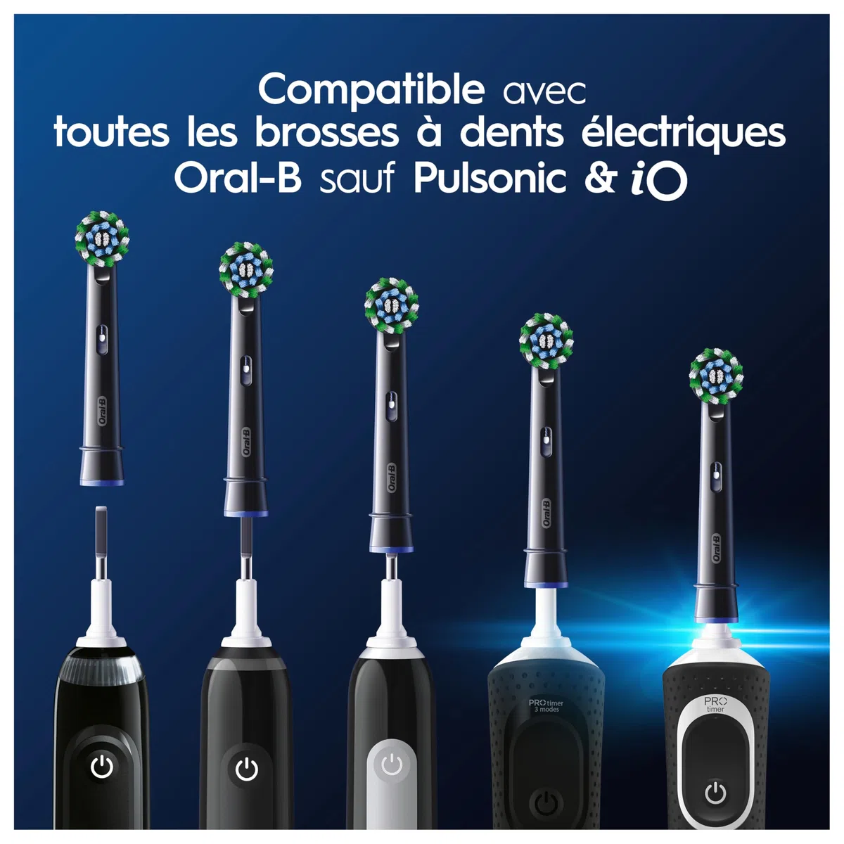 Oral-B Cross Action Brossettes de Rechange Lot de 12 Noires Recharges Brosse à Dents Électrique Pro