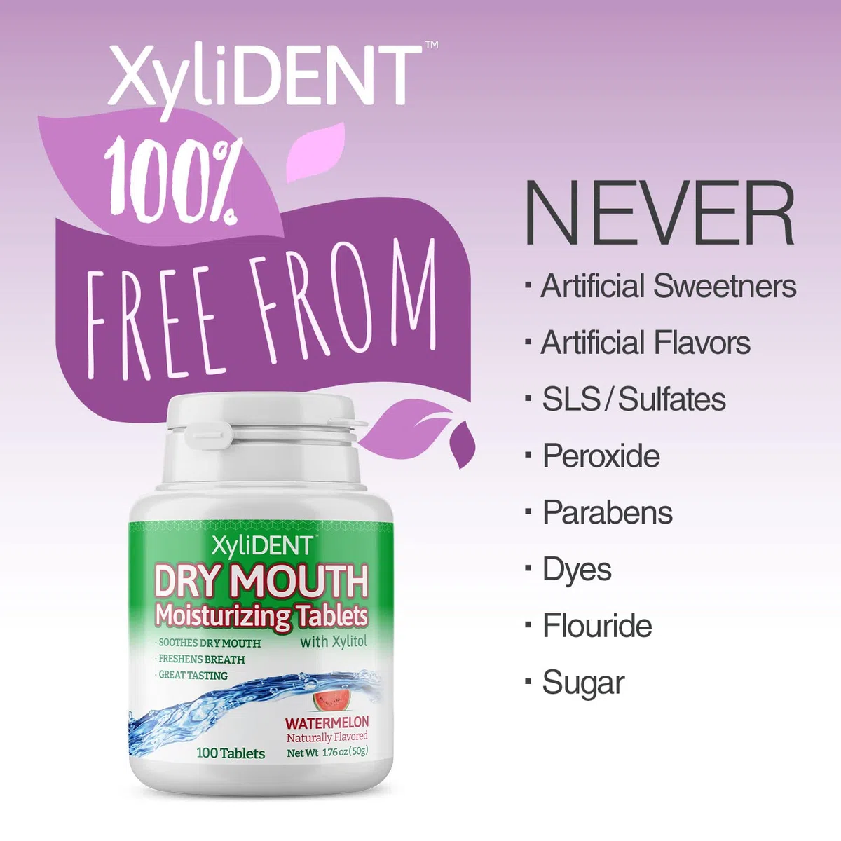XyliDENT Nature's Stance Comprimés de Xylitol 100 pièces Bouche Sèche Stimulation Salive Haleine Fraîche