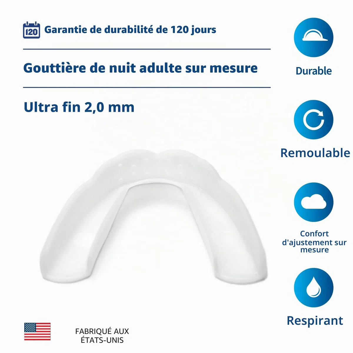 SOVA Night Guard 3D Gouttière Dentaire Nocturne Bruxisme Protège-dents sur Mesure 1,6 mm