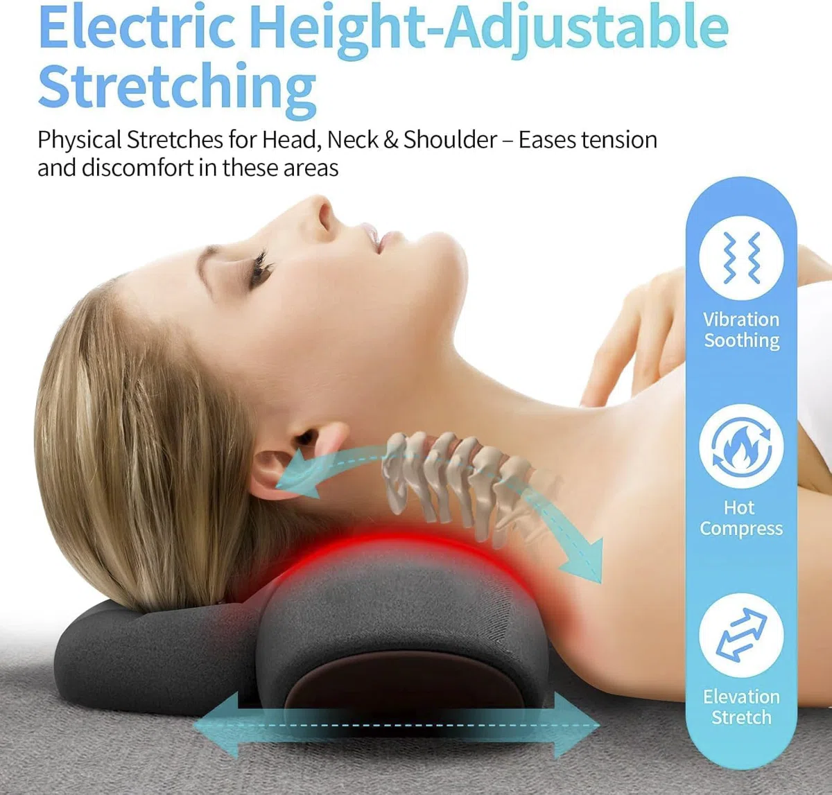 Spinea CerviCalm Oreiller Massant Cervical Chauffant 3-en-1 Masseur Cervical avec Chauffage Intensité Réglable Hellgrau