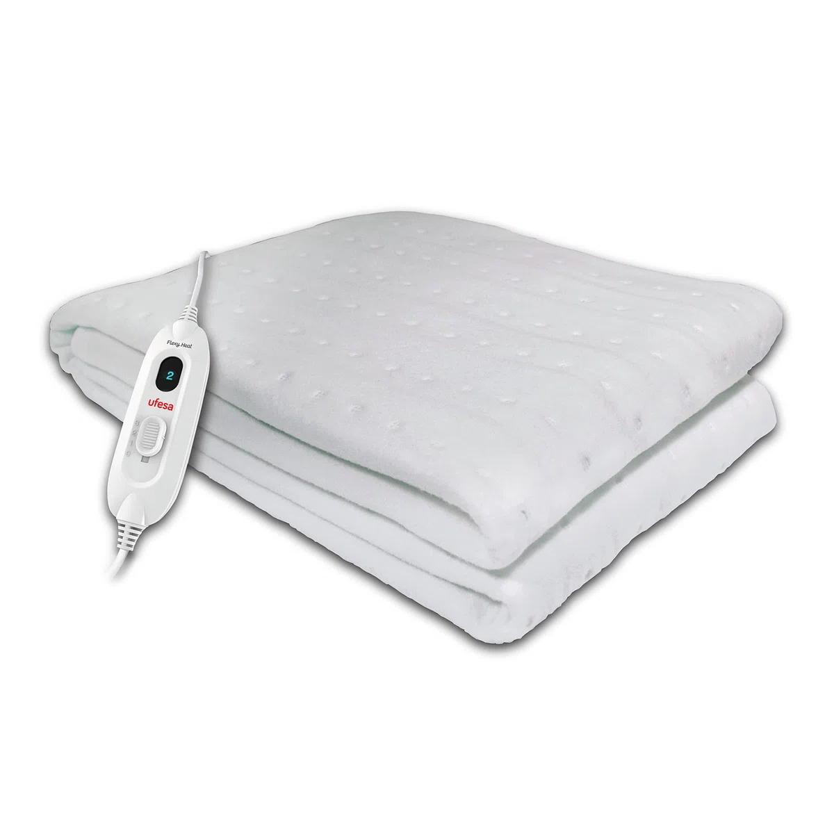 UFESA Flexy Heat CIE Surmatelas Chauffant Électrique 1 Place, 150x90cm, 60W, Réversible, 3 Niveaux de Temperature, Arrêt Automatique, Intérieur Impermeable, Couverture Textile Lavable, Blanc
