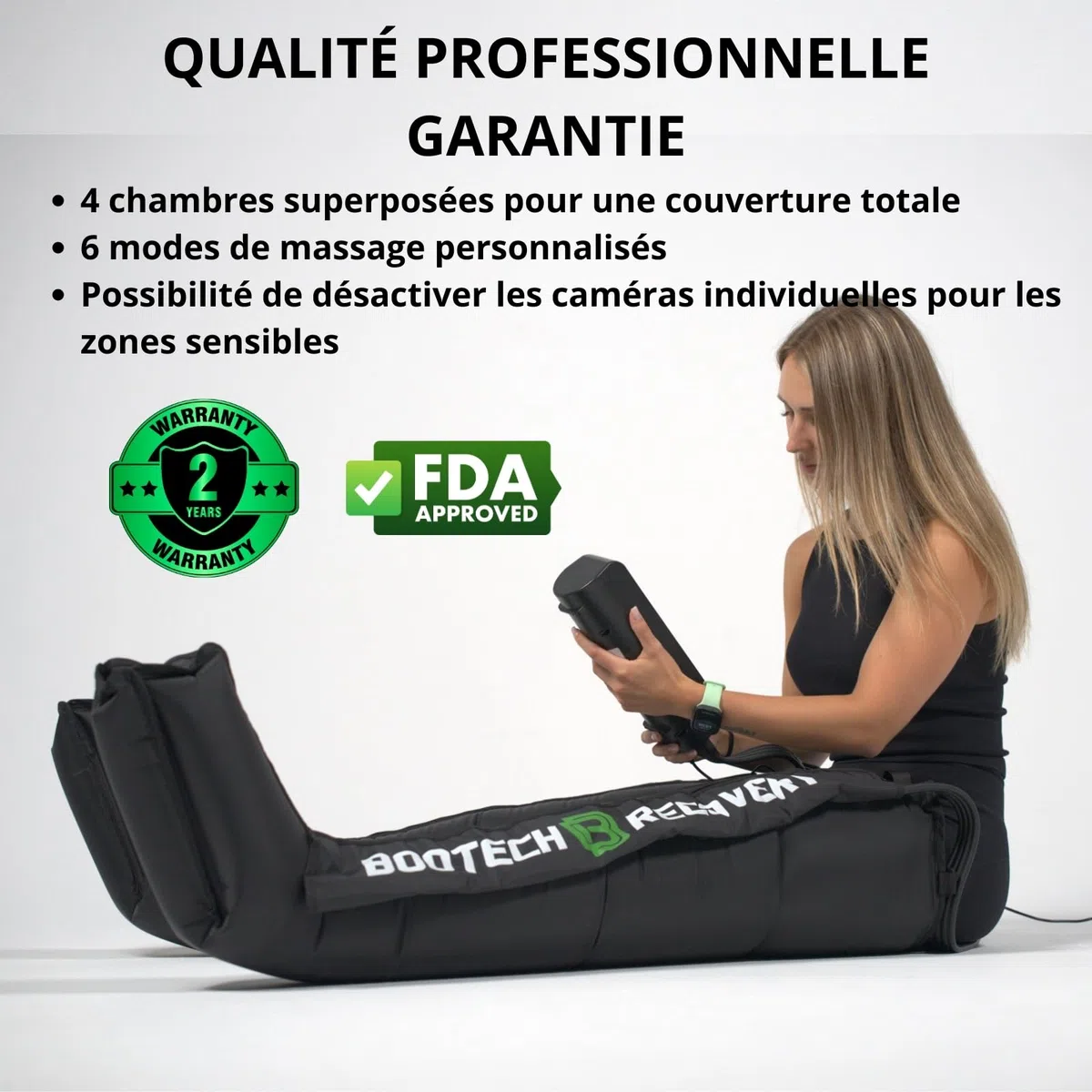 BOOTECH Pressothérapie professionnelle pour la maison, massage des jambes et des pieds fatigués, améliore la circulation, récupération musculaire, drainage lymphatique, rétention d'eau, cellulite (L)