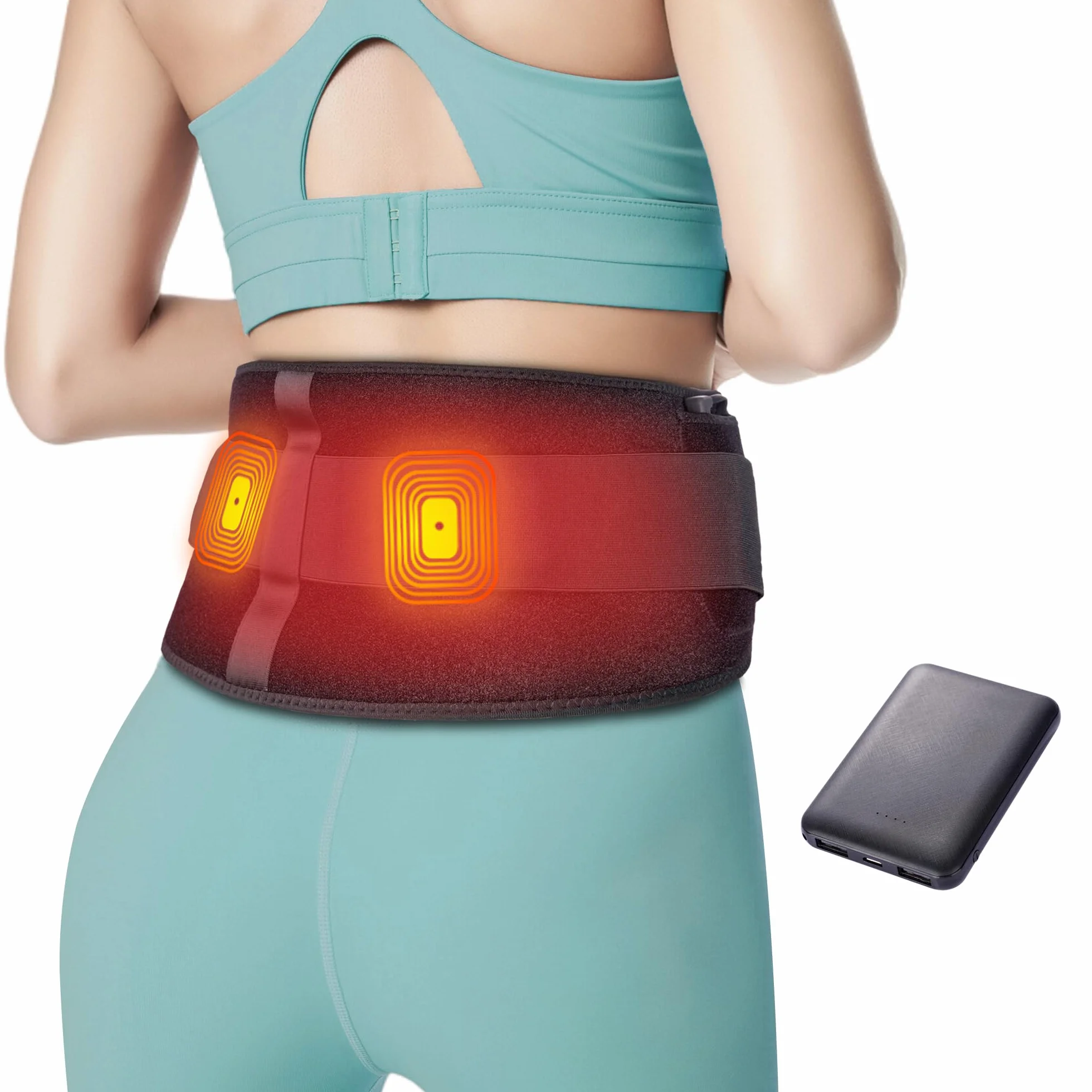 Ceinture Chauffante Lombaire Sans Fil, 3 Modes Massage Dos, 3 Niveaux Chauffage - Soulagement Douleurs Lombaires, Abdominales, Sciatique, Règles Douloureuses