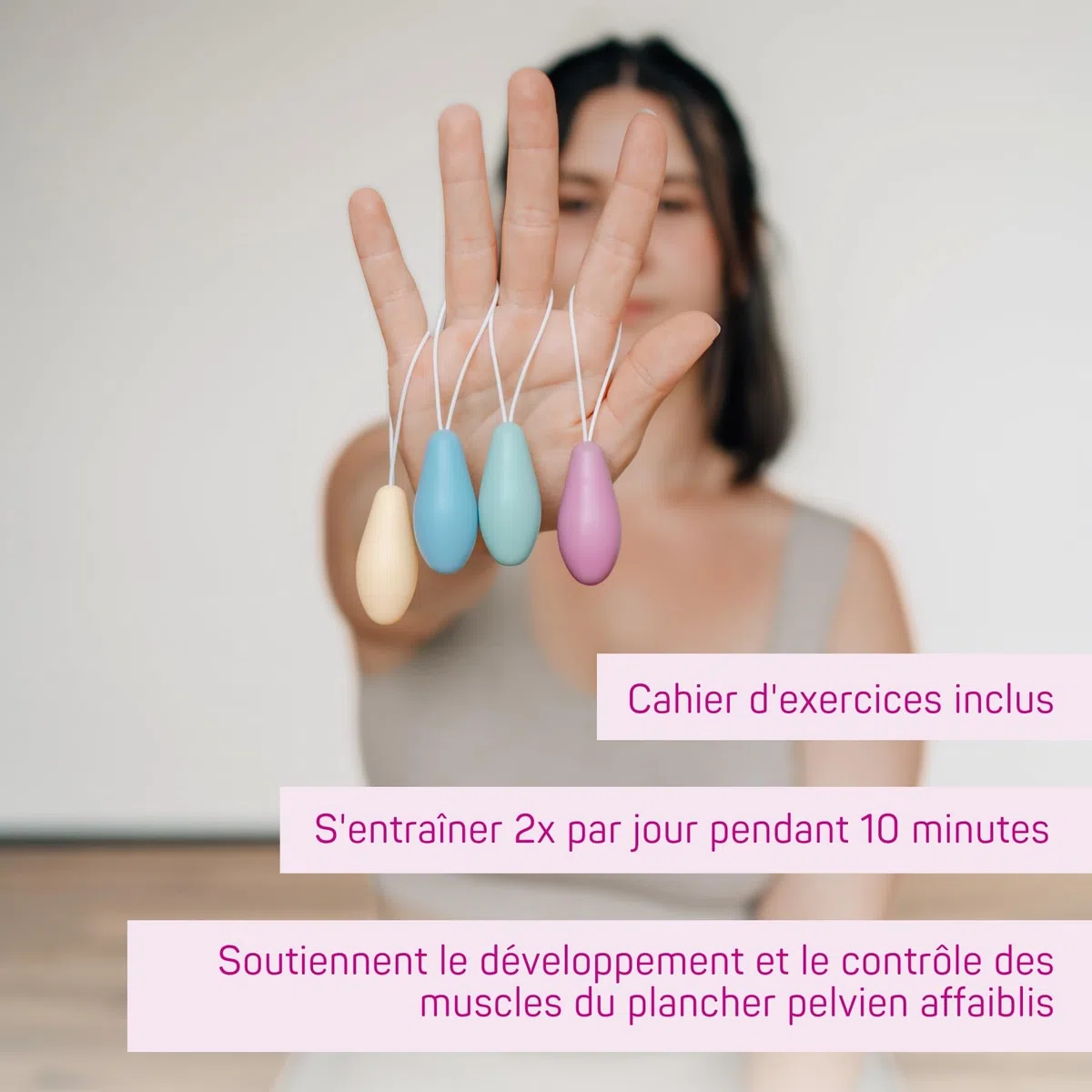 ELANEE Set de 4 cônes de rééducation du plancher pelvien Niveau I actif