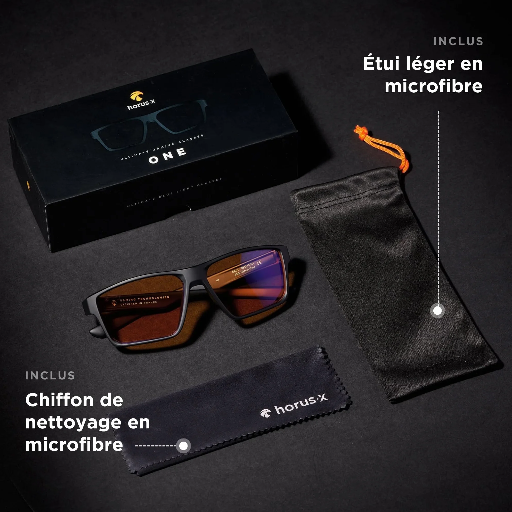 Horus X Lunette Gaming anti lumière bleue Homme Femme Anti Fatigue Migraine Oculaire V3