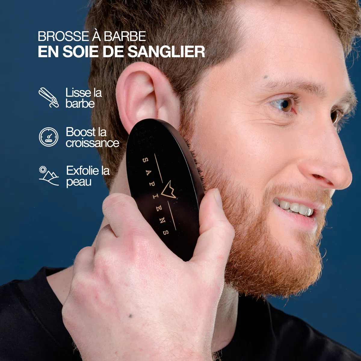 Sapiens Kit Soin Barbe Homme Coffret Huile Barbe Baume Barbe BIO Fabriqués en France Brosse Peigne Pochette Cadeau