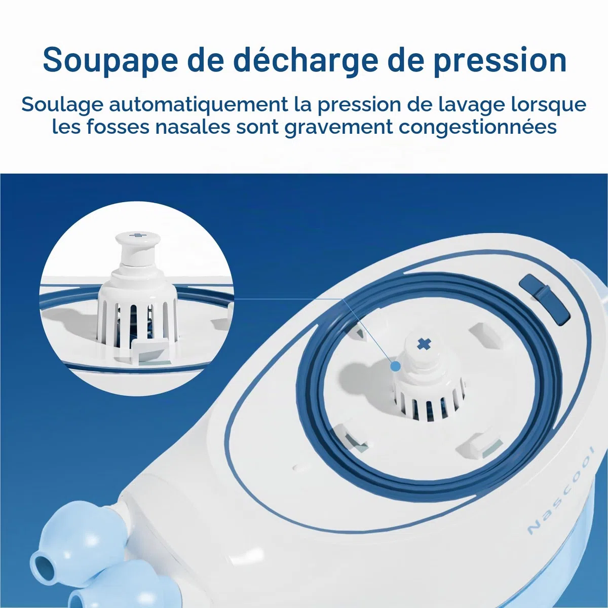 Nascool Système d'irrigation nasale électrique avec 50 sachets de sel nasal, bleu