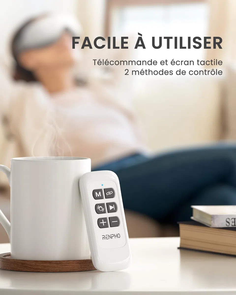 RENPHO Eyeris 1 Masseur Oculaire Chaleur Vibration Bluetooth Masque Massage Yeux