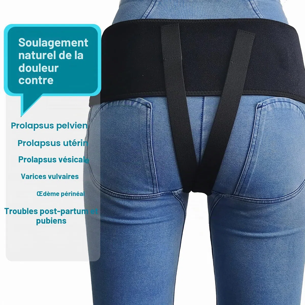 Ceinture de soutien pelvien pour femme - prolapsus utérin, vessie tombée, varices vulvaires, post-partum
