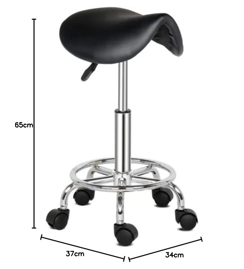 Tabouret de Massage, Tabouret de Selle de Cheval pivotant à 360°, Réglable en Hauteur, pour Les Salons, Instituts de beauté, Cliniques, Bureaux (Noir)