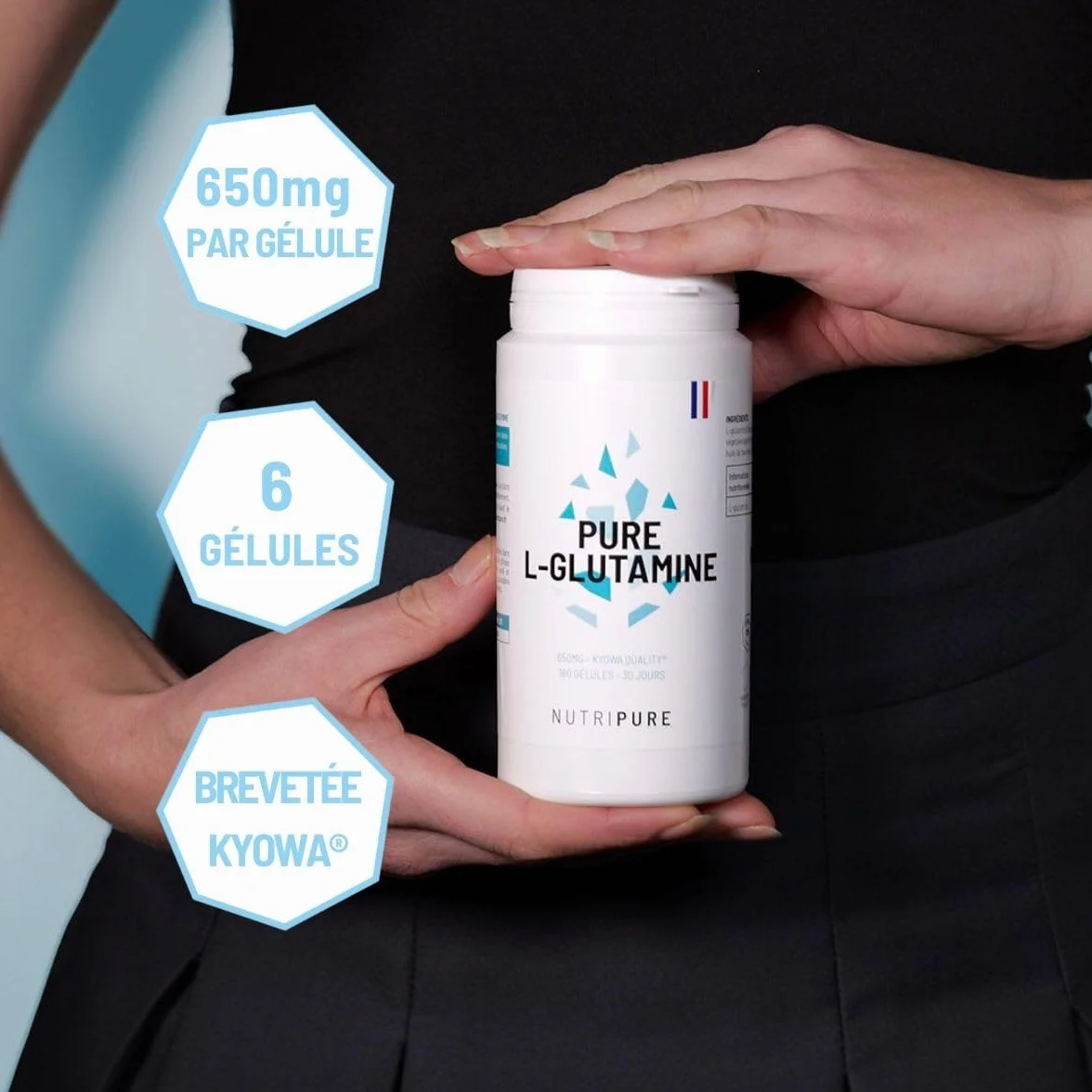 L-Glutamine Kyowa® 100% Pure Végétale 180 Gélules Complément Alimentaire Acide Aminé Musculation