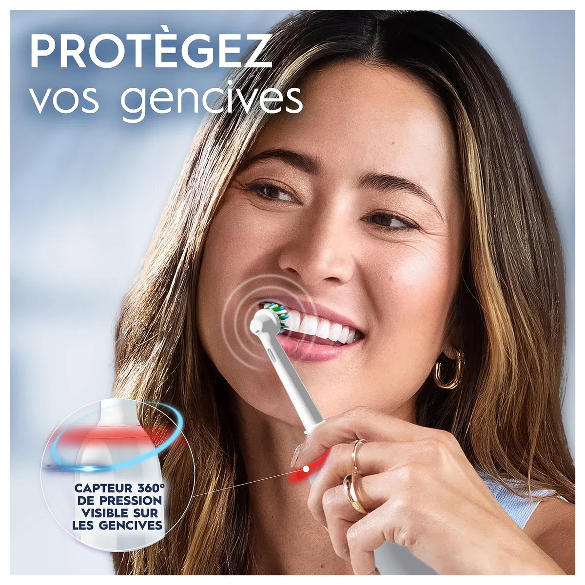 Oral-B Pro 3 3500 Brosse À Dents Électrique, Avec Capteur De Pression Pour Protéger Les Gencives, 3 Modes De Nettoyage, 1 Manche Blanc, 1 Étui De Voyage, 1 Brossette Ronde De Rechange